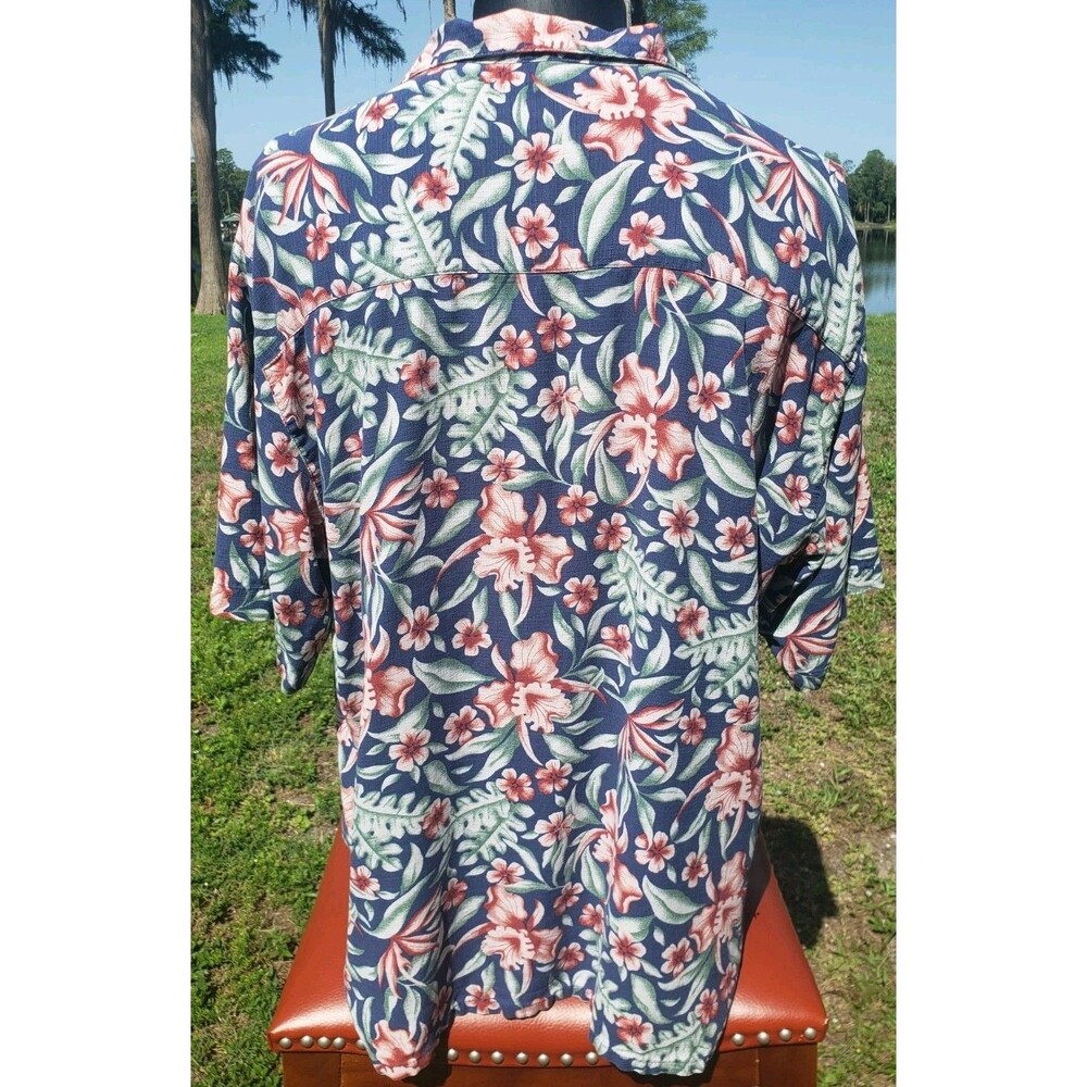 Banana Cabana 100% SILK Mens XXL 2XL Hawaiian Short Sleeve Button Up Shirt Blue - Picture 2 of 14